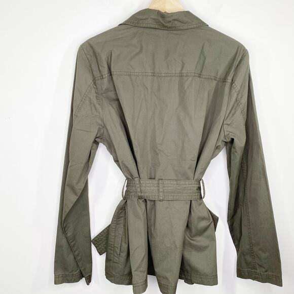 Cato Green Lightweight Button Front Belted Jacket Women's Size Large L - Picture 2 of 7